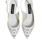 Dolce & Gabbana White Leather Stiletto Heels Slingback Shoes