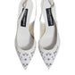 Dolce & Gabbana White Leather Stiletto Heels Slingback Shoes