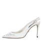 Dolce & Gabbana White Leather Stiletto Heels Slingback Shoes