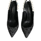 Dolce & Gabbana White Black Chevron Faux Pearl Slingback Shoes