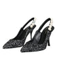 Dolce & Gabbana White Black Chevron Faux Pearl Slingback Shoes