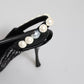 Dolce & Gabbana White Black Chevron Faux Pearl Slingback Shoes