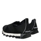 Dolce & Gabbana Black Neoprene Stretch Shark Sneakers Shoes