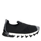 Dolce & Gabbana Black Neoprene Stretch Shark Sneakers Shoes