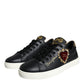 Dolce & Gabbana Black Portofino Sacred Heart Sneakers Shoes