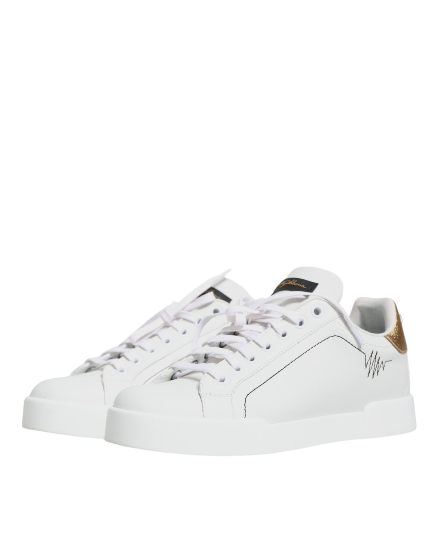 Dolce & Gabbana White Leather Portofino Low Top Sneaker Shoes