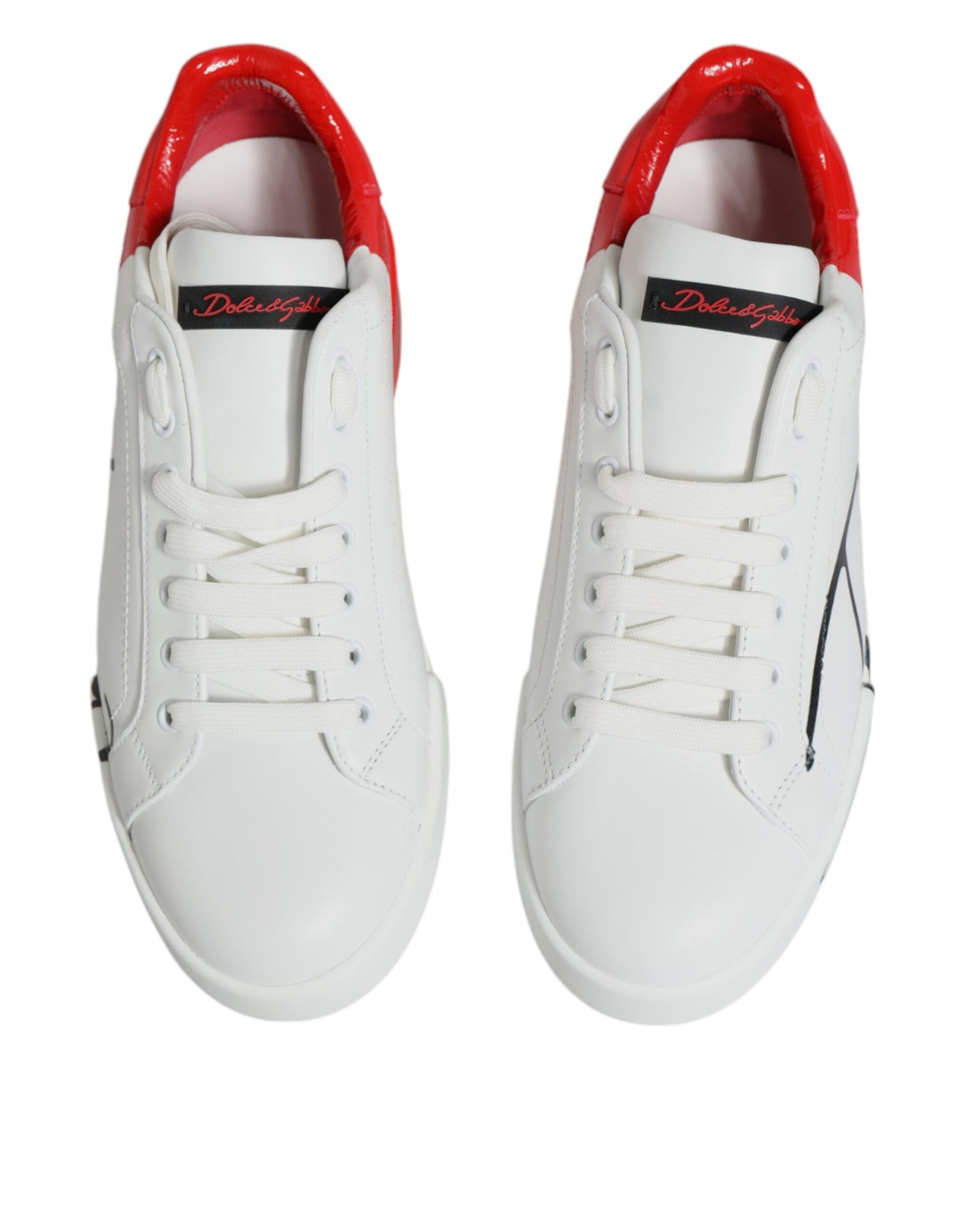 Dolce & Gabbana White Red Portofino Low Top Sneakers Shoes