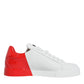 Dolce & Gabbana White Red Portofino Low Top Sneakers Shoes