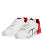 Dolce & Gabbana White Red Portofino Low Top Sneakers Shoes