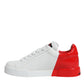 Dolce & Gabbana White Red Portofino Low Top Sneakers Shoes