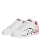 Dolce & Gabbana White Pink Portofino Low Top Sneakers Shoes