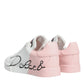 Dolce & Gabbana White Pink Portofino Low Top Sneakers Shoes