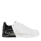 Dolce & Gabbana White Black Portofino Low Top Sneakers Shoes