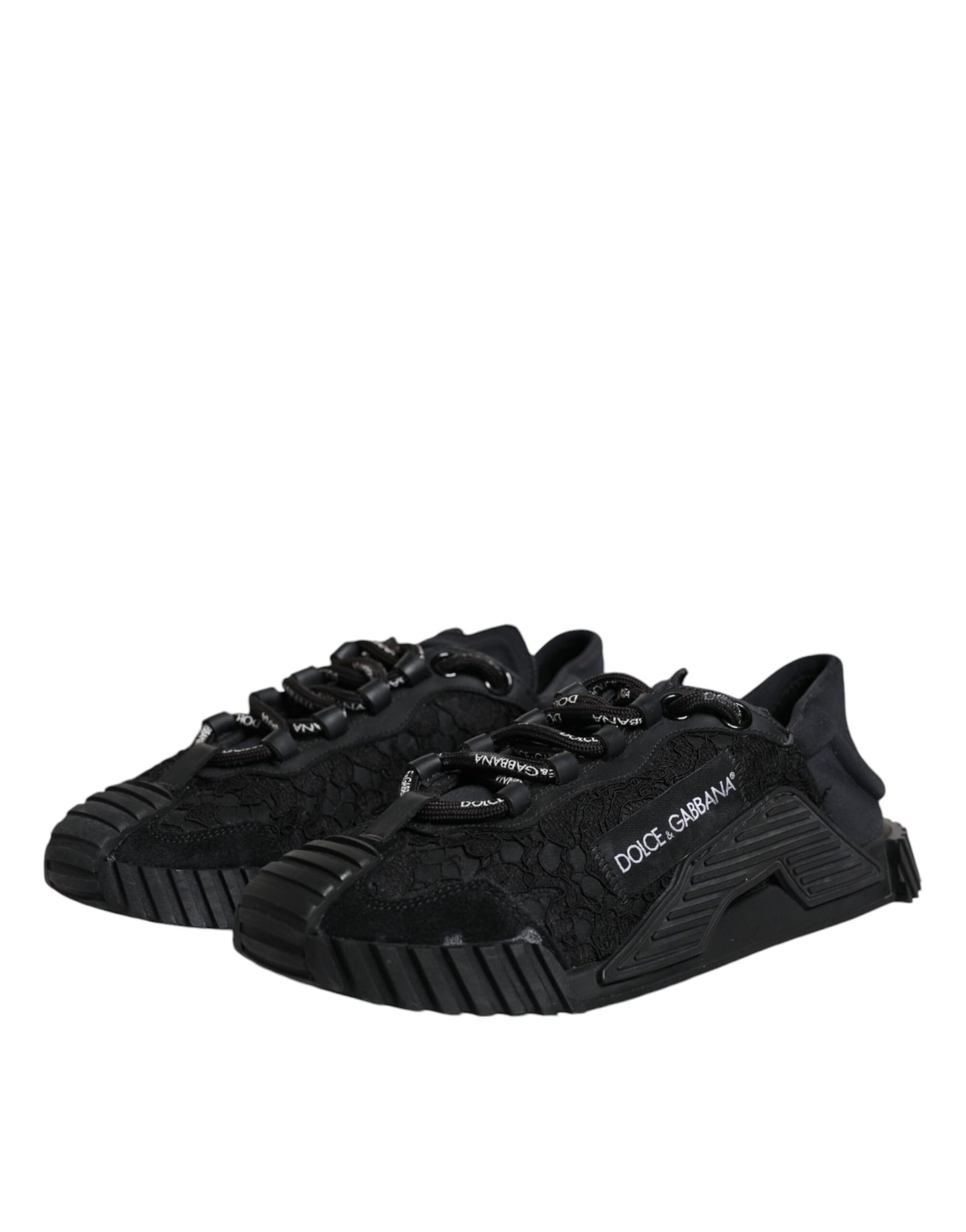 Dolce & Gabbana Black Lace Up Low Top NS1 Sneakers Shoes