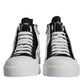 Dolce & Gabbana White Black Canvas Logo Mid Top Sneakers Shoes