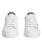 Dolce & Gabbana White Pink Portofino Low Top Sneakers Shoes
