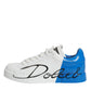 Dolce & Gabbana White Blue Portofino Low Top Sneakers Shoes