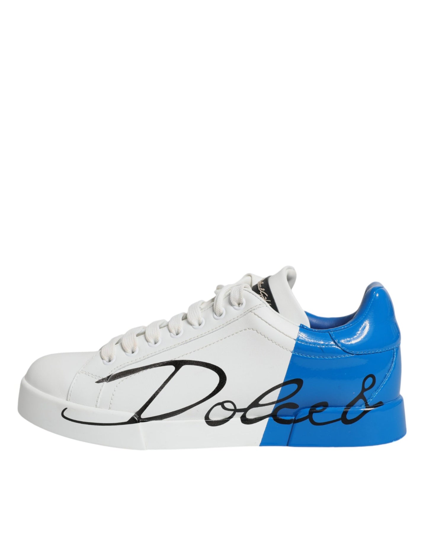 Dolce & Gabbana White Blue Portofino Low Top Sneakers Shoes