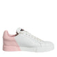 Dolce & Gabbana White Pink Portofino Low Top Sneakers Shoes