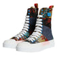 Dolce & Gabbana Multicolor Patchwork Logo High Top Sneakers Shoes