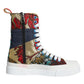 Dolce & Gabbana Multicolor Patchwork Logo High Top Sneakers Shoes