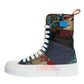 Dolce & Gabbana Multicolor Patchwork Logo High Top Sneakers Shoes