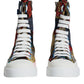 Dolce & Gabbana Multicolor Patchwork Logo High Top Sneakers Shoes