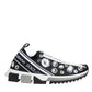 Dolce & Gabbana Black Sorrento Crystals Low Top Sneakers Shoes