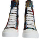 Dolce & Gabbana Multicolor Patchwork Logo High Top Sneakers Shoes