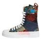 Dolce & Gabbana Multicolor Patchwork Logo High Top Sneakers Shoes