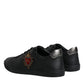 Dolce & Gabbana Black Leather Heart Embellished Sneakers Shoes