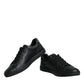 Dolce & Gabbana Black Leather Heart Embellished Sneakers Shoes