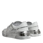 Dolce & Gabbana White Silver Leather Low Top Sneakers Shoes