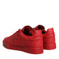 Dolce & Gabbana Red Leather Low Top Women Sneakers Shoes