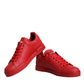 Dolce & Gabbana Red Leather Low Top Women Sneakers Shoes