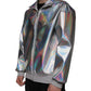 Dolce & Gabbana Silver Iridescent Full Zip Men Bomber Jacket