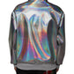 Dolce & Gabbana Silver Iridescent Full Zip Men Bomber Jacket