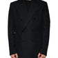 Dolce & Gabbana Black Linen Double Breasted Dress Blazer