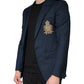 Dolce & Gabbana Blue Wool Logo Single Breasted Coat Blazer