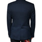 Dolce & Gabbana Blue Wool Logo Single Breasted Coat Blazer