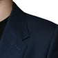 Dolce & Gabbana Blue Wool Logo Single Breasted Coat Blazer