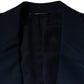 Dolce & Gabbana Blue Wool Logo Single Breasted Coat Blazer