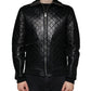 Dolce & Gabbana Black Calf Leather Quilted Full Zip Jacket