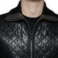 Dolce & Gabbana Black Calf Leather Quilted Full Zip Jacket