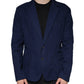 Dolce & Gabbana Blue Notch Single Breasted Dress Coat Blazer