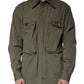 Dolce & Gabbana Military Green Cotton Bend Collared Coat Jacket