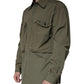 Dolce & Gabbana Military Green Cotton Bend Collared Coat Jacket