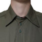 Dolce & Gabbana Military Green Cotton Bend Collared Coat Jacket