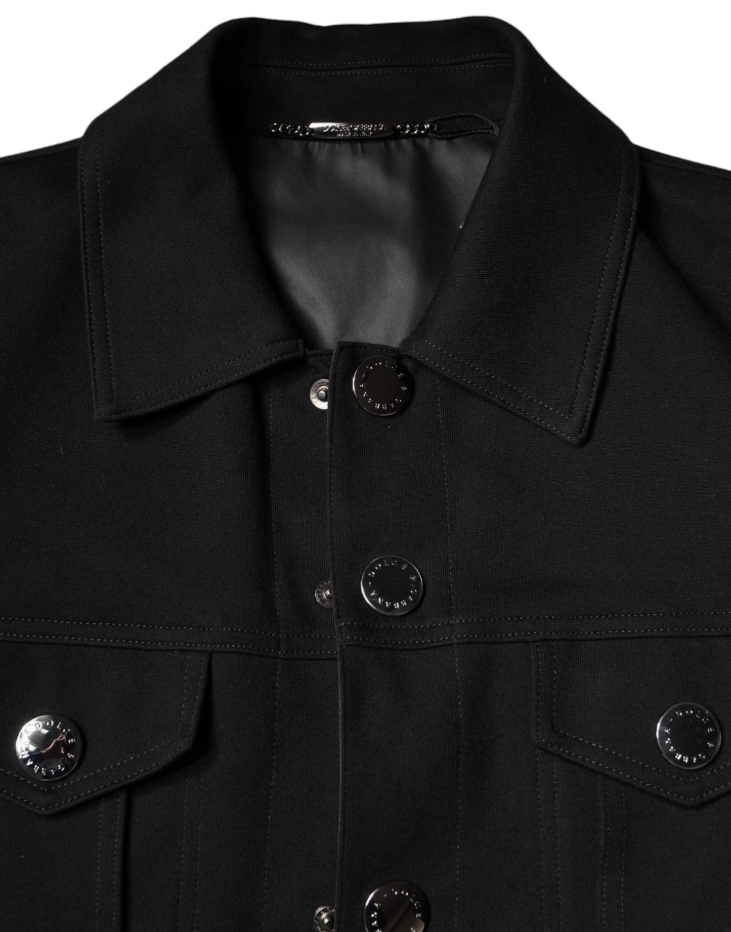 Dolce & Gabbana Black Cotton Blend Button Down Jacket