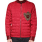 Dolce & Gabbana Red Quilted Bomber Gold Crown Logo Jacket